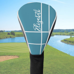 Couvre-club De Golf Simple océan bleu minimaliste nom personnalisé dam