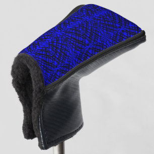 Couvre-club De Golf Simple Scribble Carreaux miroir Bleu Putter