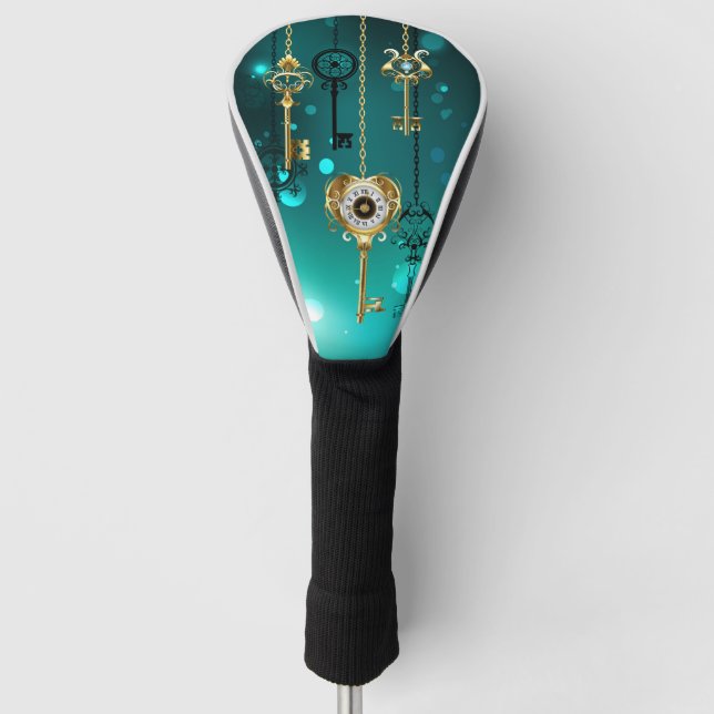 Couvre-club De Golf Skeleton Keys on Green Background (Devant)