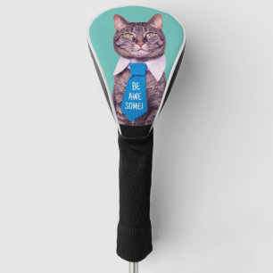 Couvre-club De Golf "SOIS INCROYABLE !" Chat en Cravate bleue, Turquoi