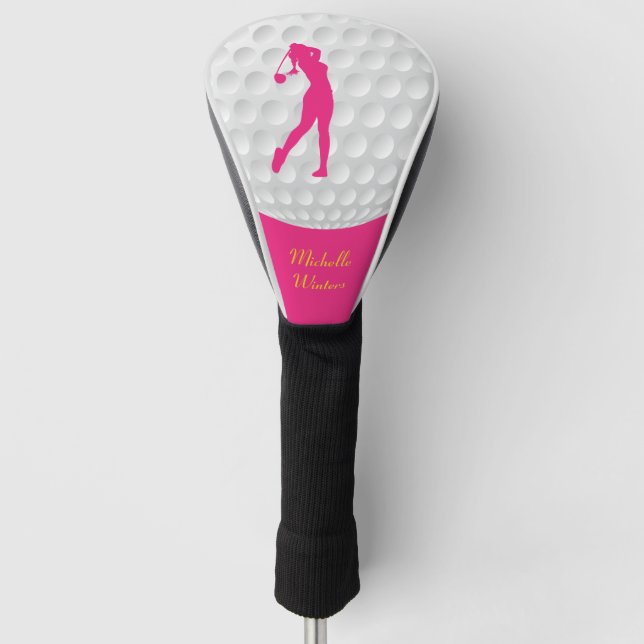 Couvre-club De Golf Sport Golfer Femme rose Silhouette (Devant)