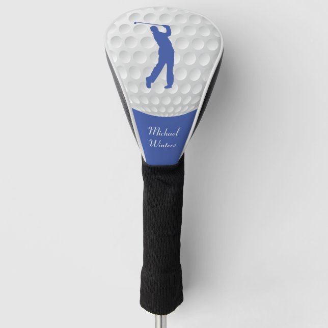 Couvre-club De Golf Sports Golfer Homme Blue Silhouette (Devant)