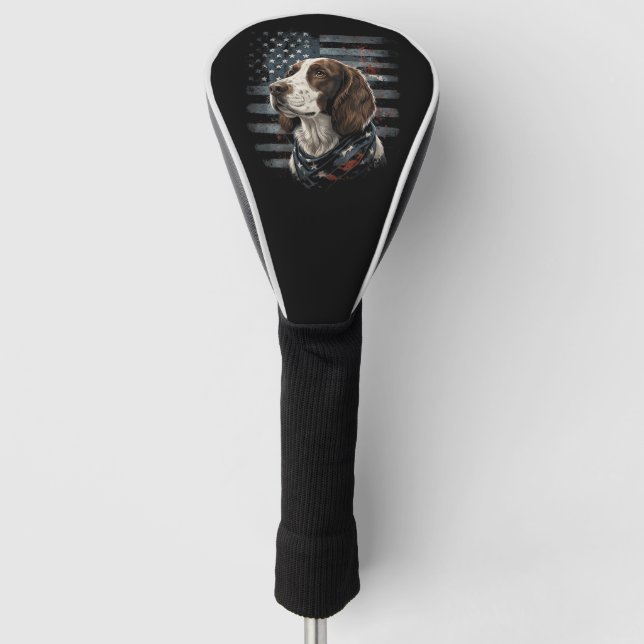 Couvre-club De Golf Springer Spaniel Chien Drapeau Américain (Devant)
