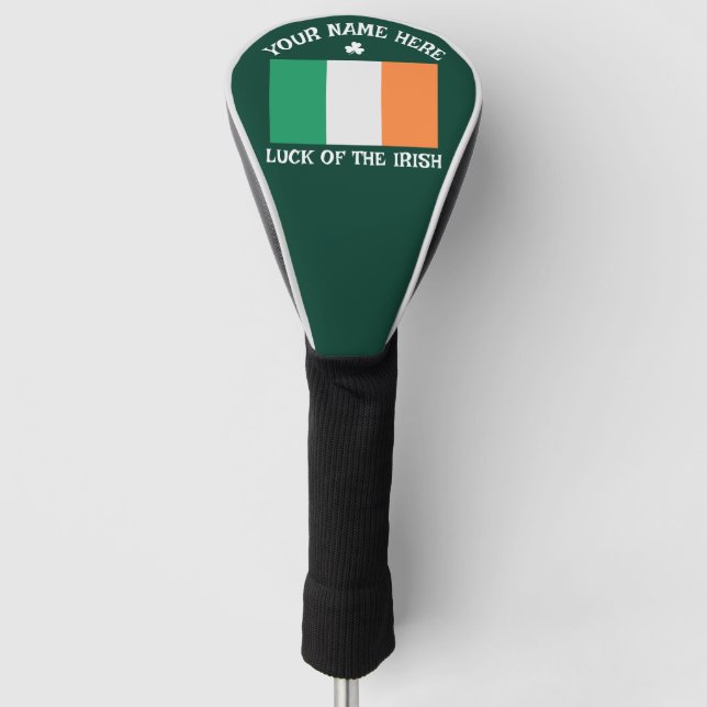 Couvre-club De Golf St Patrick's Day Ireland Flag Custom Name Shamrock (Devant)