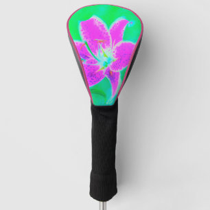 Couvre-club De Golf Stargazer rose chaud Lily sur Turquoise et vert