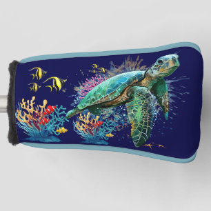 Couvre-club De Golf Style d'aquarelle sous-marine de tortue marine