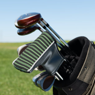 Couvre-club De Golf Style Vintage Olive Sage Vert noir 3D rayé