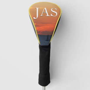 Couvre-club De Golf Sunset Clouds and Sailboat Seascape