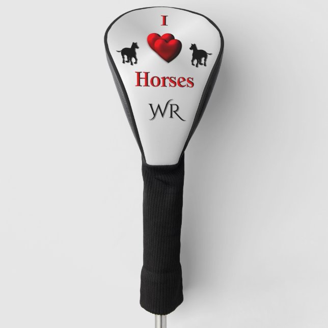 Couvre-club De Golf Superbe dessin de I Heart Horses (Devant)