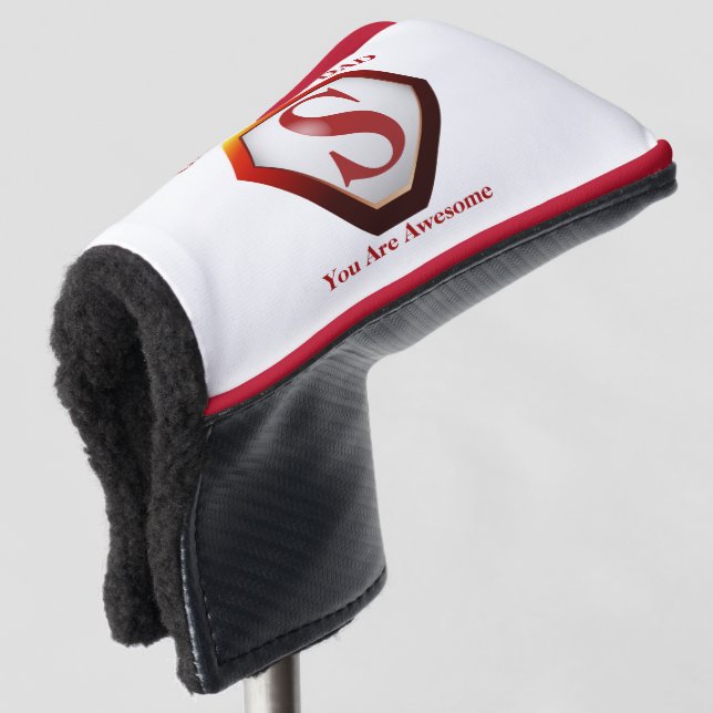 Couvre-club De Golf SuperPapa Blanc+Pipe rouge (Devant 3/4)