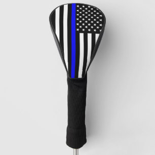 Couvre-club De Golf Symbole de la ligne bleue mince (U) Drapeau sur