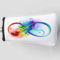 Symbole d'infini avec plume arc-en-ciel