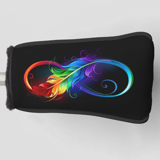 Couvre-club De Golf Symbole d'infini avec plume arc-en-ciel (Devant)