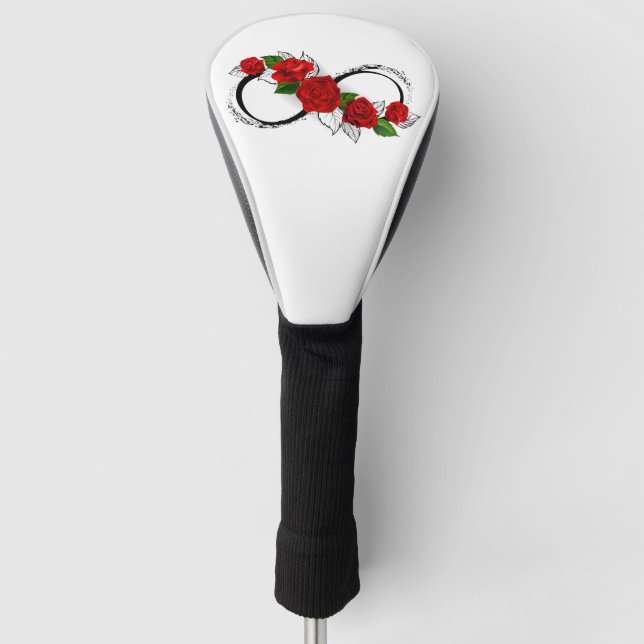 Couvre-club De Golf Symbole d'infini avec roses rouges (Devant)