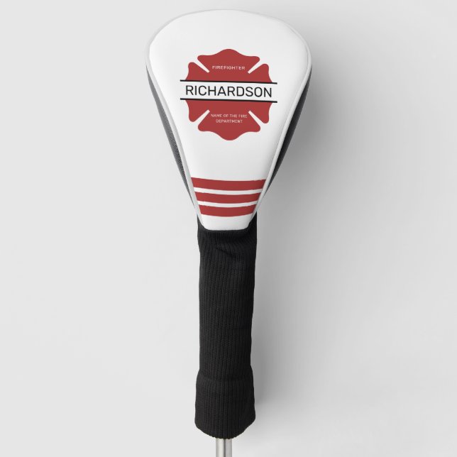 Couvre-club De Golf Symbole logo rouge du pompier personnalisé (Devant)