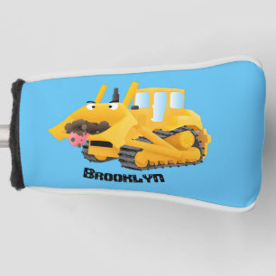 Couvre-club De Golf Sympa joli caractère de dessin animé au bulldozer