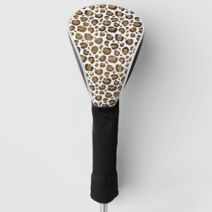 Couvre-club De Golf Taches de léopard Animaux sauvages Paillettes doré
