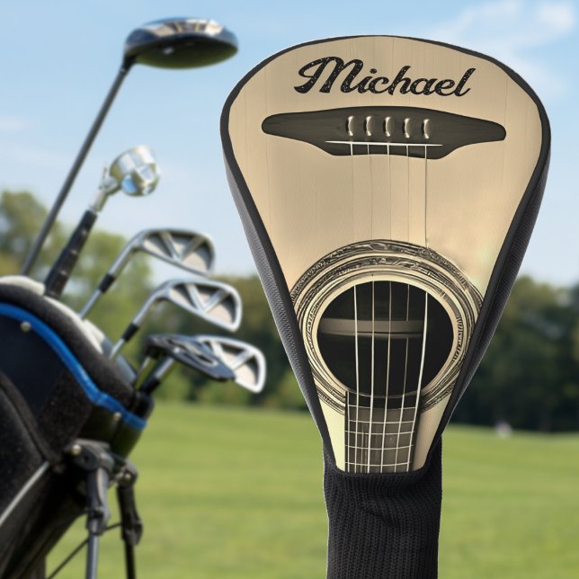 Couvre-club De Golf Tan Acoustique Guitare Guitariste Nom de l'instrum (Tan Acoustic Guitar Guitarist Instrument Name Golf Head Cover
)