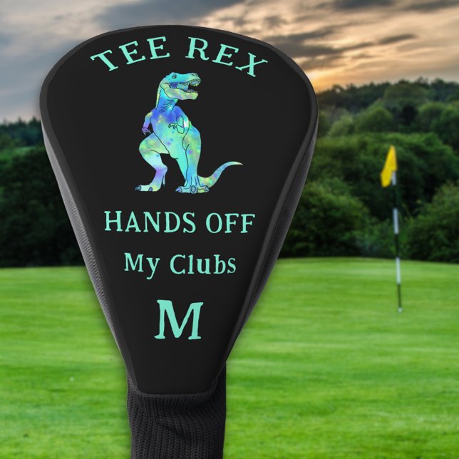 Couvre-club De Golf Tee drôle Rex Blague de dinosaure Monogramme perso (Personalized monogram Tee Rex hands off my clubs funny dinosaur golfing joke golf head cover)