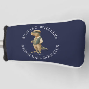 Couvre-club De Golf Tee-Rex Dinosaure Golfeur Nom Et Club Bleu Marine