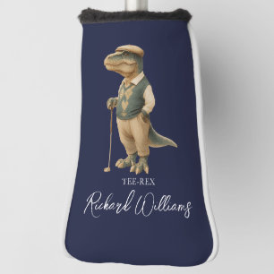 Couvre-club De Golf Tee-Rex Golfeur Dinosaur Nom Signature Bleu Marine