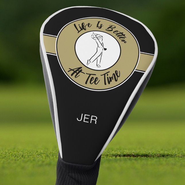 Couvre-club De Golf Tee Time Golfer Sports Humour Monogramme Black Gol (Tee Time Golfer Sports Humor Monogram Black Gold Golf Head Cover)