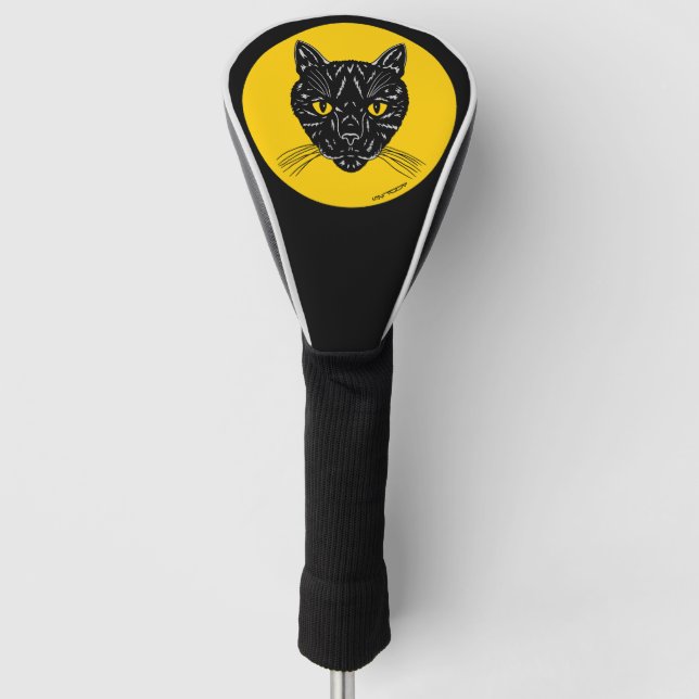 Couvre-club De Golf Tête de chat noir (Devant)