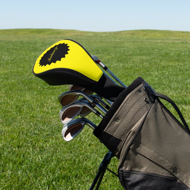 Couvre-club De Golf Tête de golf Jaune Sunny avec nom et initiale (In Situ)