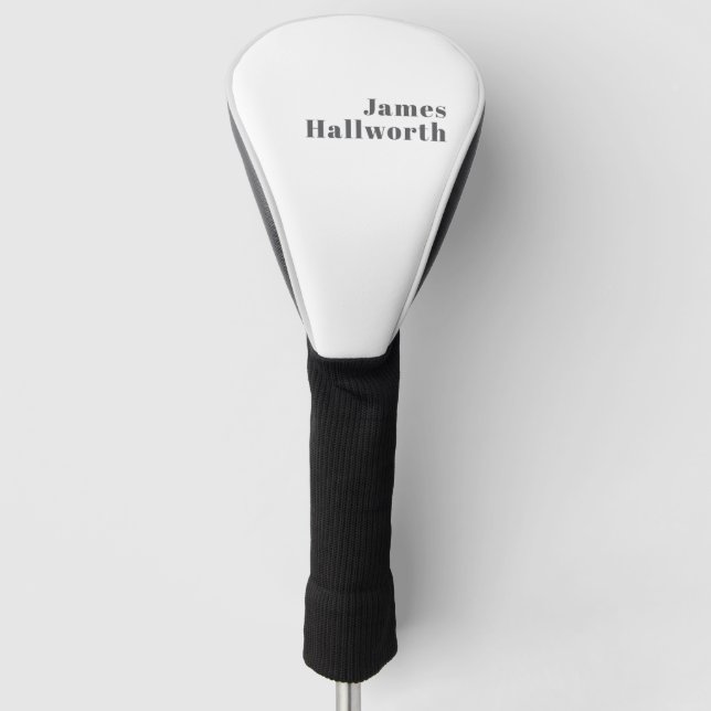 Couvre-club De Golf Texte moderne élégant et rétro | Gris (Devant)
