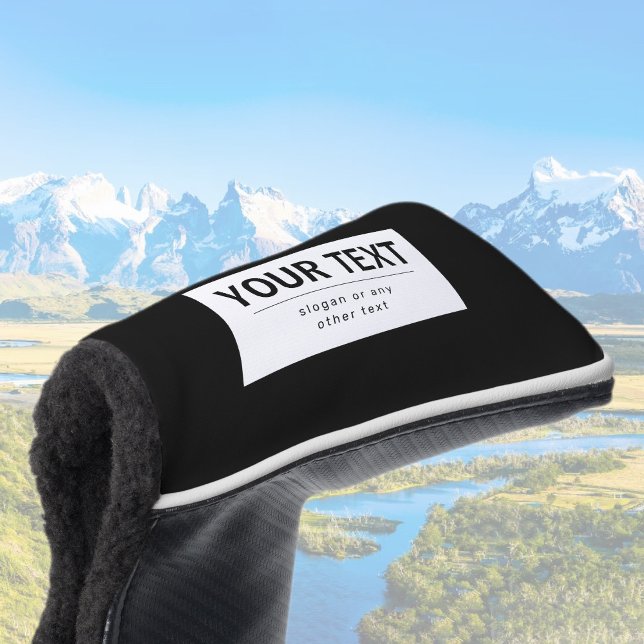 Couvre-club De Golf Texte modifiable moderne en gras | Noir & Blanc (Créateur téléchargé)