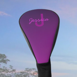 Couvre-club De Golf Texte monogramme modifiable moderne & Ombre violet
