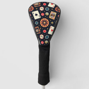 Couvre-club De Golf Thème de motif de casino sur fond noir