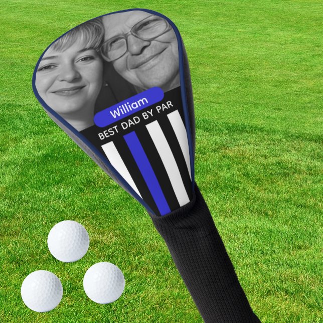 Couvre-club De Golf Thin Blue Line, Best Dad, Photo, Monogram, Flag (Thin Blue Line Golf Head Cover / Photo, Name)