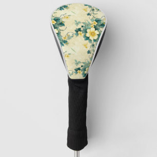 Couvre-club De Golf Tissu Floral Douce Beige et Teal à Motif de Margue