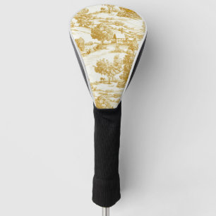 Couvre-club De Golf Toile de campagne vintage jaune tournesol (6)