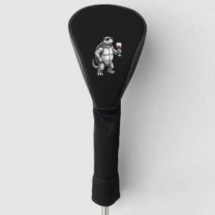 Couvre-club De Golf tortue cool buvant du vin rouge impression d'art_1