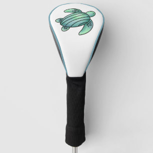 Couvre-club De Golf tortue de mer peinte à l'aquarelle dessin animé bl