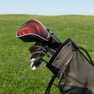 Couvre-club De Golf Tourbillon Abstrait rouge Iridescente
