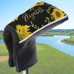Couvre-club De Golf Tournesols Jaunes Fleurs personnalisées nom dames