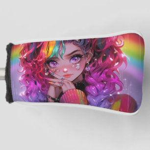 Couvre-club De Golf Tresses arc-en-ciel kawaii de fille d'anime