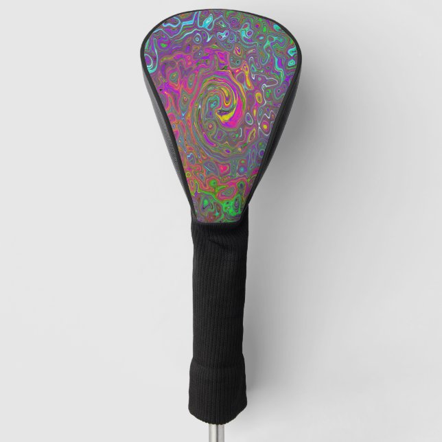 Couvre-club De Golf Trippy Hot rose Abstrait Retro Liquid Swirl (Devant)
