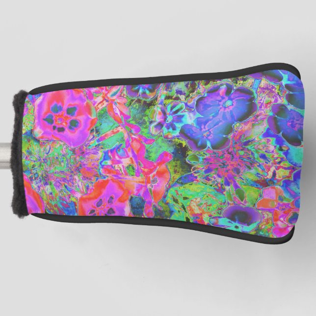 Couvre-club De Golf Trippy Psychedelic Rose et Fleurs pourpres (Devant)