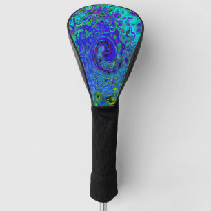 Couvre-club De Golf Trippy Violet Bleu Abstrait Retro Liquid Swirl