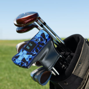 Couvre-club De Golf True Blue Edgy Abstrait Personnalisé avec le nom G