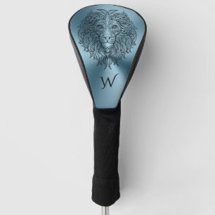 Couvre-club De Golf Turquoise bleu Mandala Lion Head Monogramme initia