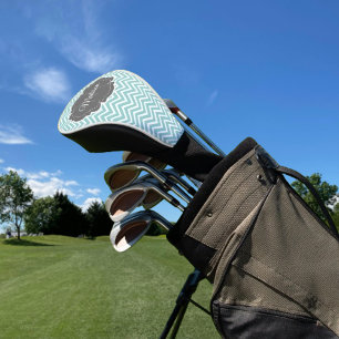 Couvre-club De Golf Turquoise Chevron Personnalisé Tête de Golf Couv