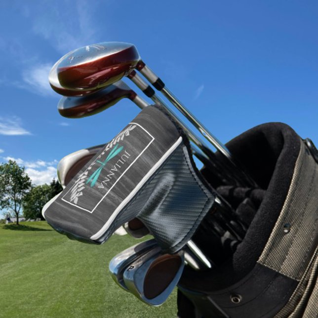 Couvre-club De Golf Turquoise Dragonfly Rustic Golf Head Cover (Teal Dragonfly Rustic Personalized Golf Head Cover)