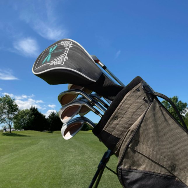 Couvre-club De Golf Turquoise Dragonfly Rustic Golf Head Cover (Teal Dragonfly Rustic Personalized Golf Head Cover)
