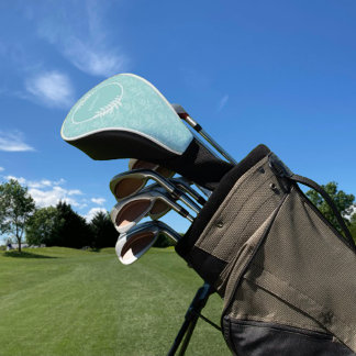 Couvre-club De Golf Turquoise Elegant Damask Golf Head Cover