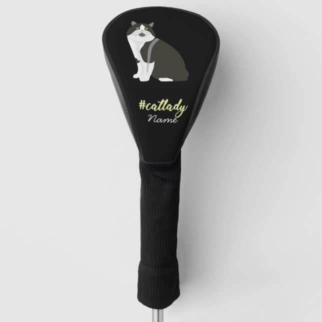 Couvre-club De Golf Tuxedo Chat noir et blanc pour maman de chat Golfe (Devant)